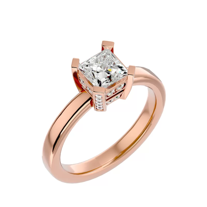Inel de Logodna Deluxe Princess Aur Roz 18k Genuine Diamonds - Lorna