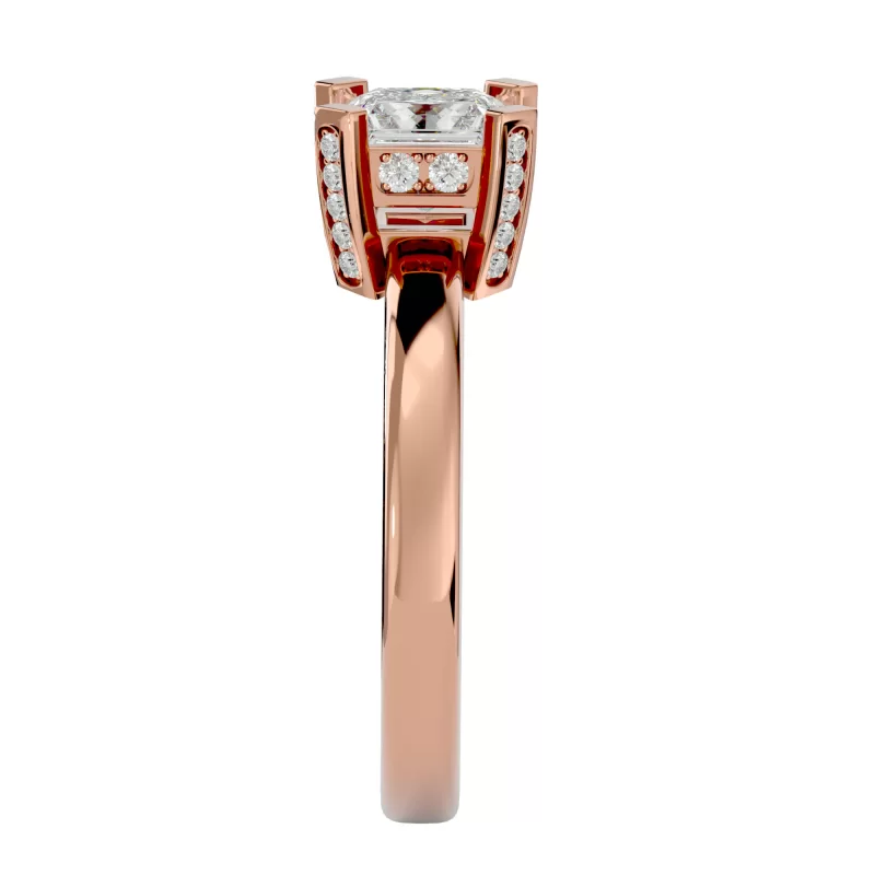 Inel de Logodna Deluxe Princess Aur Roz 18k Genuine Diamonds - Lorna