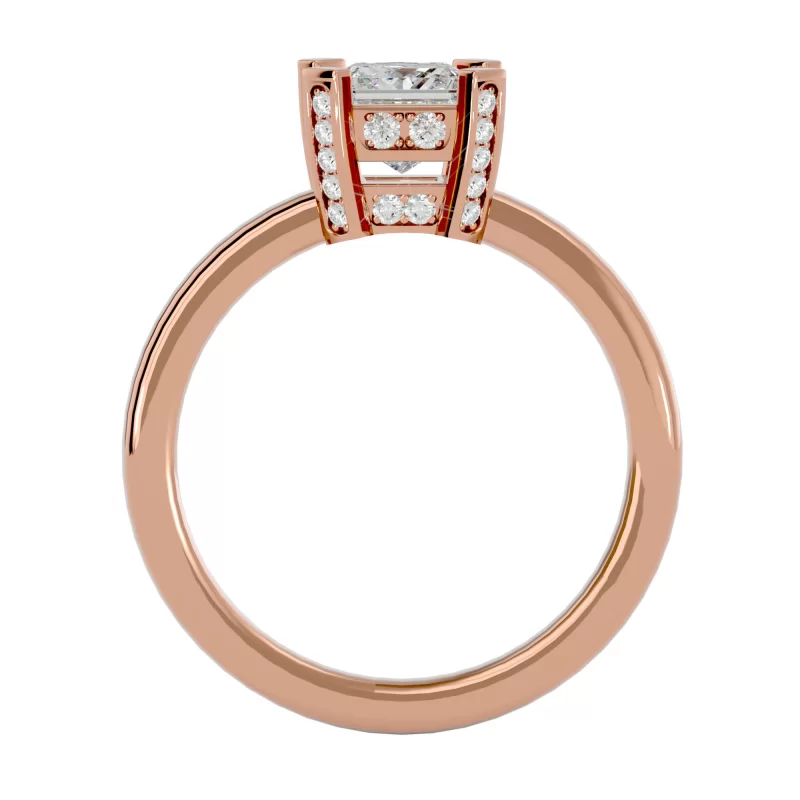 Inel de Logodna Deluxe Princess Aur Roz 18k Genuine Diamonds - Lorna