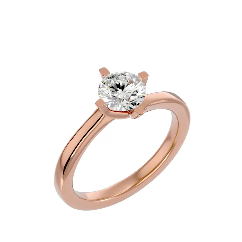 Inel de Logodna Delicate Briliant Rose Aur 18k Diamante Naturale - Emily