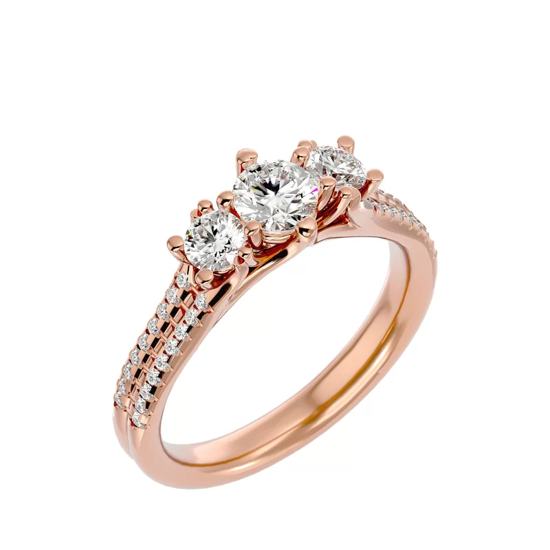 Inel de Logodna Trilogy Aur Roz 18k Diamante Naturale - Milena