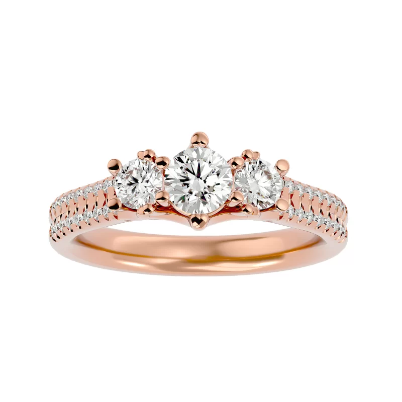 Inel de Logodna Trilogy Aur Roz 18k Diamante Naturale - Milena