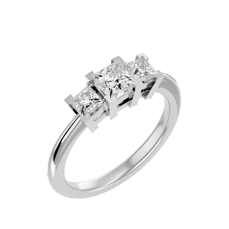 Inel de Logodna Opulent Trilogy White Aur 18k Diamante Naturale - Otilia