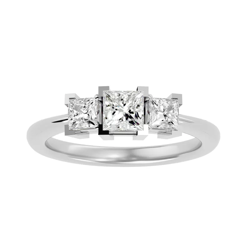 Inel de Logodna Opulent Trilogy White Aur 18k Diamante Naturale - Otilia