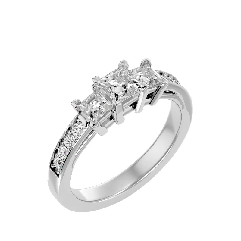 Inel de Logodna Trilogy Aur Alb 18k Diamant Natural -  Maya