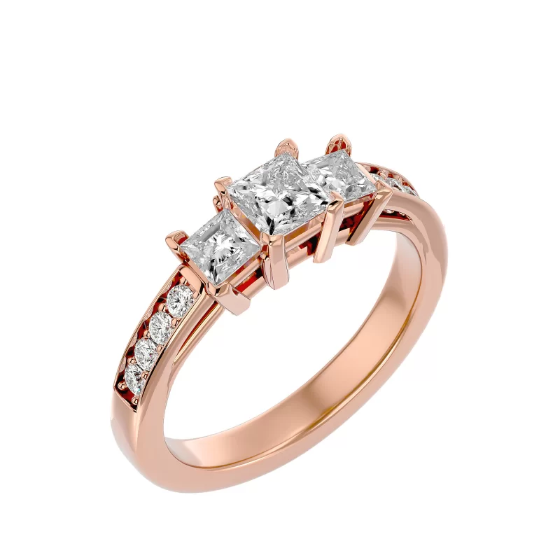 Inel de Logodna Trilogy Aur Roz 18k Diamante Naturale - Maya