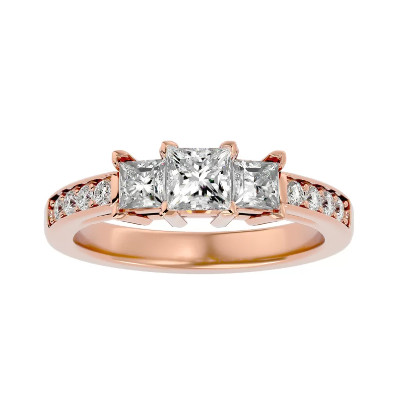 Inel de Logodna Trilogy Aur Roz 18k Diamante Naturale - Maya