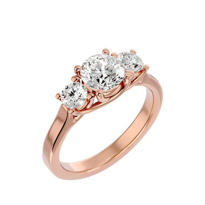Inel de Logodna Trilogy Aur Roz 18k Diamante Naturale - Violet