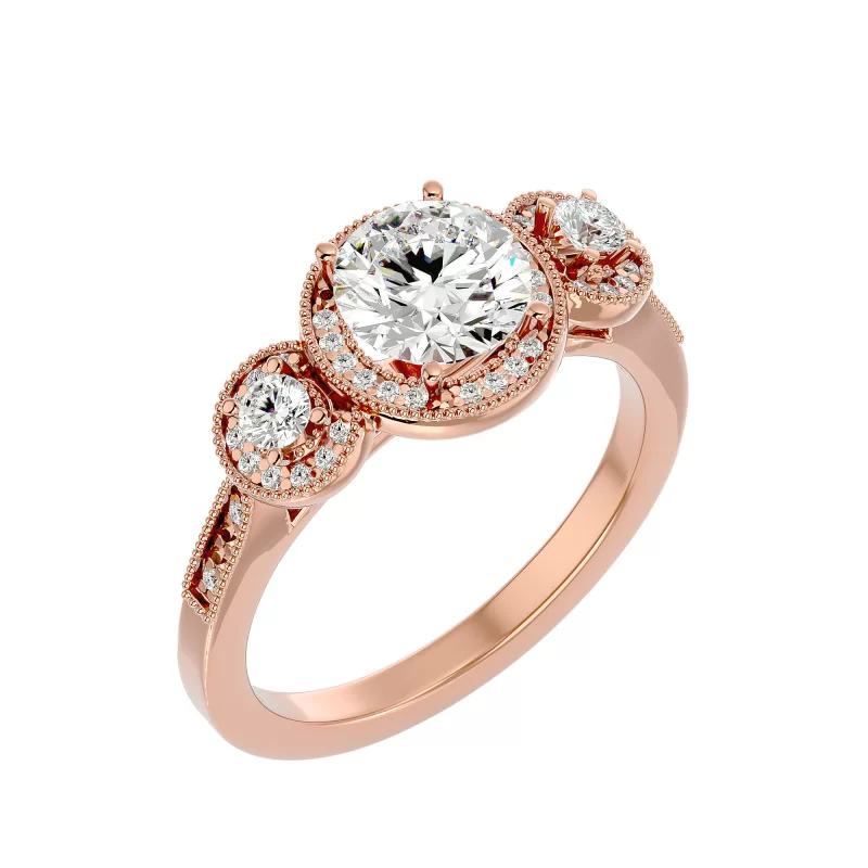 Inel de Logodna Trilogy Aur Roz 18k Diamante Naturale - Whitney