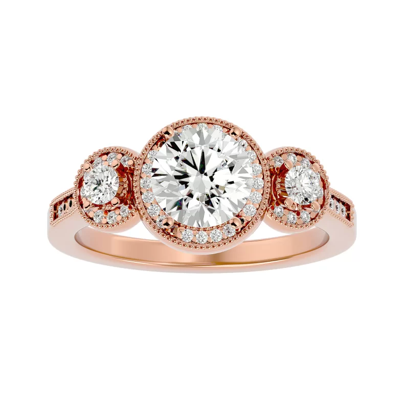 Inel de Logodna Trilogy Aur Roz 18k Diamante Naturale - Whitney