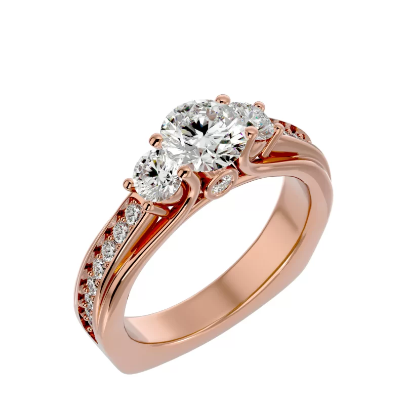 Inel de Logodna Trilogy Aur Roz 18k Diamante Naturale - Marina
