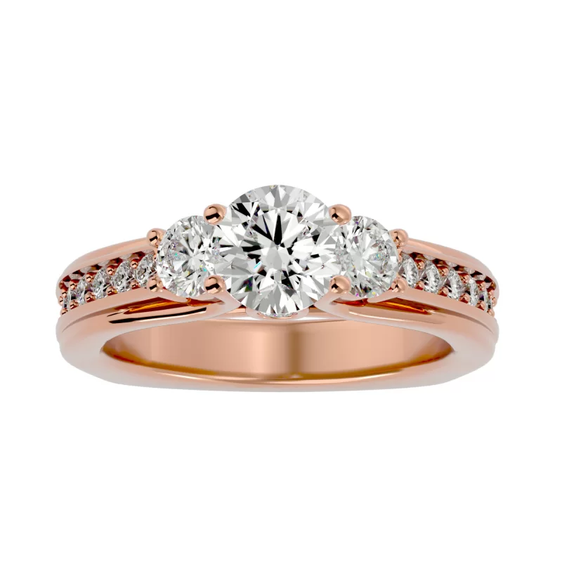 Inel de Logodna Trilogy Aur Roz 18k Diamante Naturale - Marina