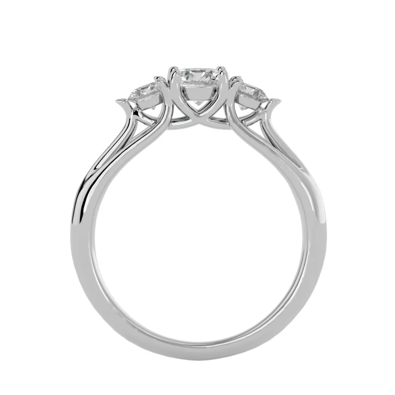 Inel de Logodna Tri-sparkle Aur Alb 18k Diamante Naturale - Grace
