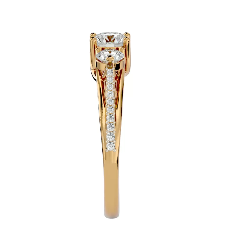 Inel de Logodna Tri-band Aur Galben 18k Diamante Naturale - Colette