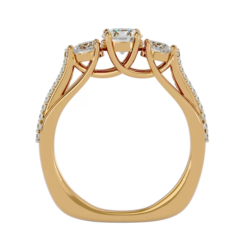 Inel de Logodna Tri-band Aur Galben 18k Diamante Naturale - Colette
