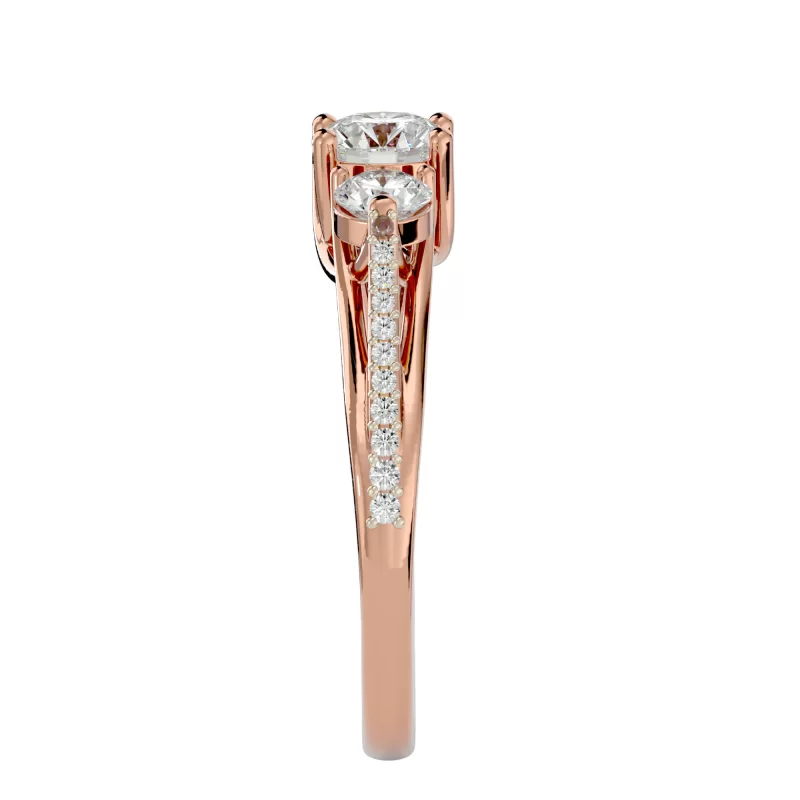Inel de Logodna Three-stone Aur Roz 18k Diamante Naturale - Colette