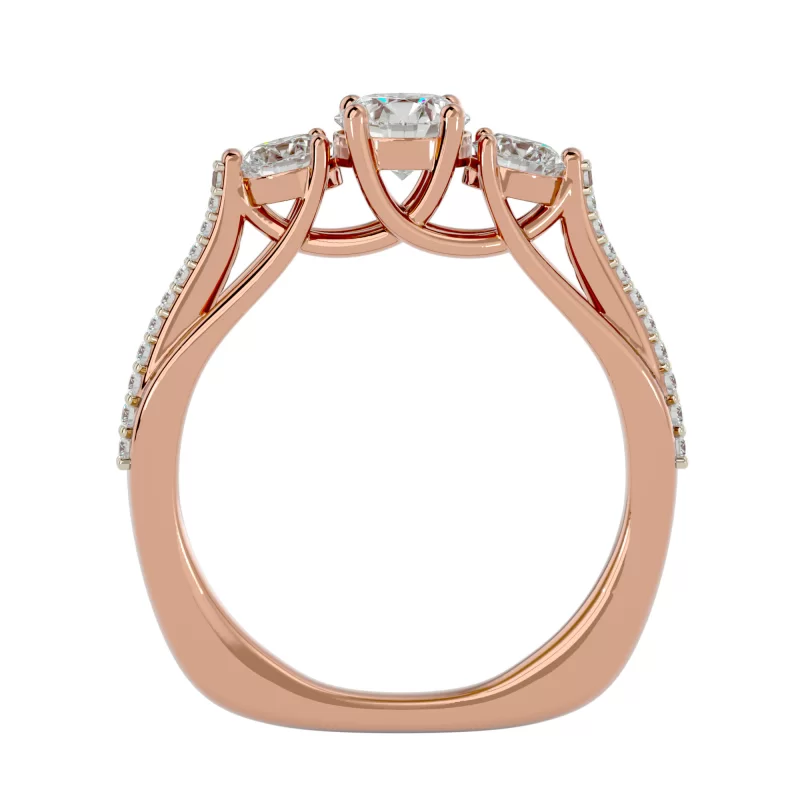Inel de Logodna Three-stone Aur Roz 18k Diamante Naturale - Colette