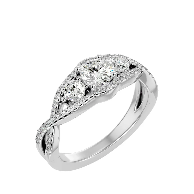 Inel de Logodna Trio-set Aur Alb 18k Diamante Naturale - Vanessa