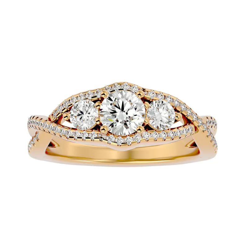 Inel de Logodna Triad Aur Galben 18k Diamante Naturale - Vanessa