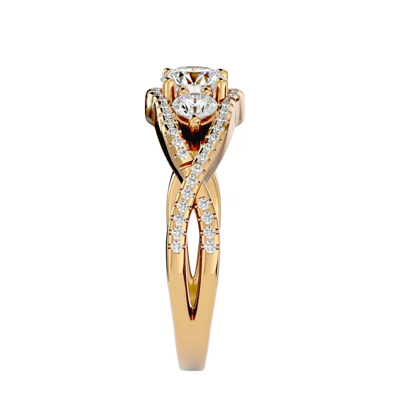 Inel de Logodna Triad Aur Galben 18k Diamante Naturale - Vanessa