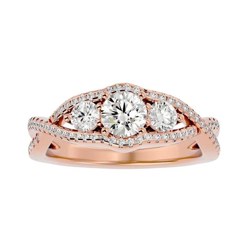 Inel de Logodna Triple Aur Roz 18k Diamante Naturale - Vanessa
