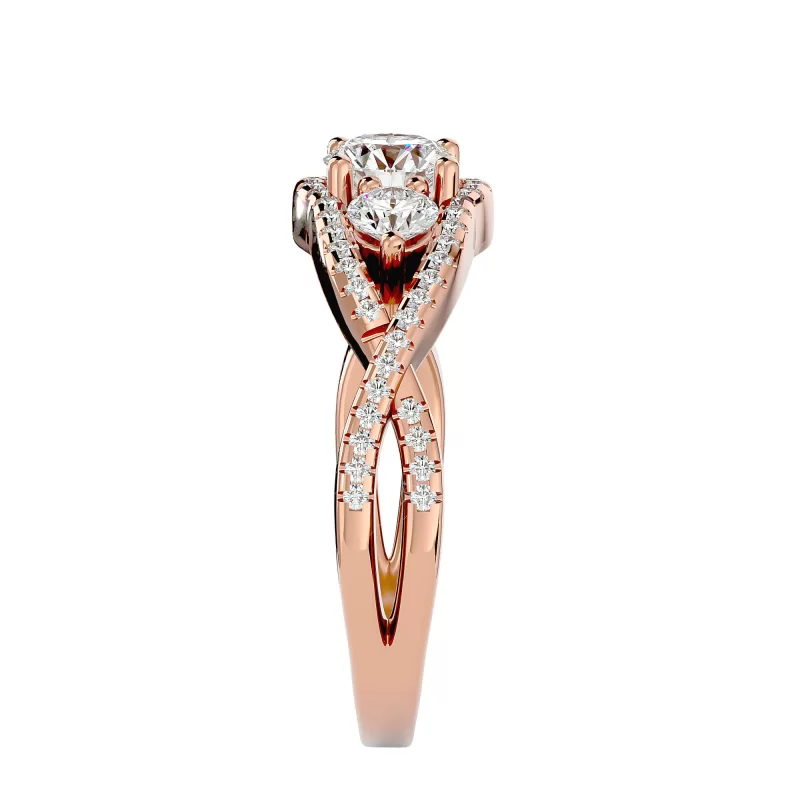 Inel de Logodna Triple Aur Roz 18k Diamante Naturale - Vanessa
