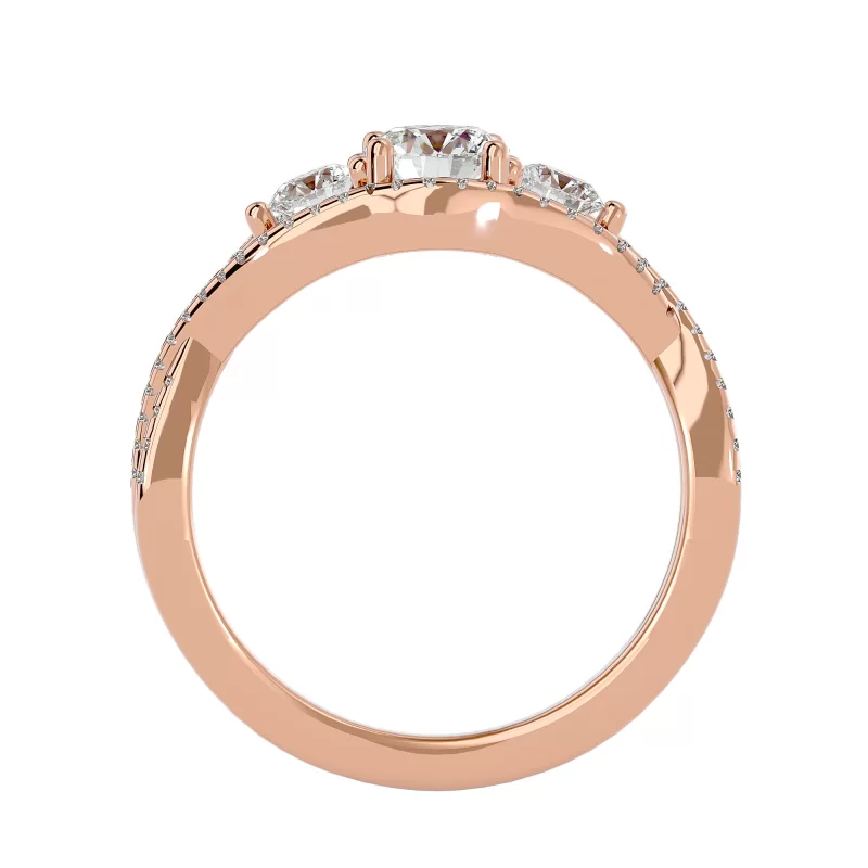 Inel de Logodna Triple Aur Roz 18k Diamante Naturale - Vanessa