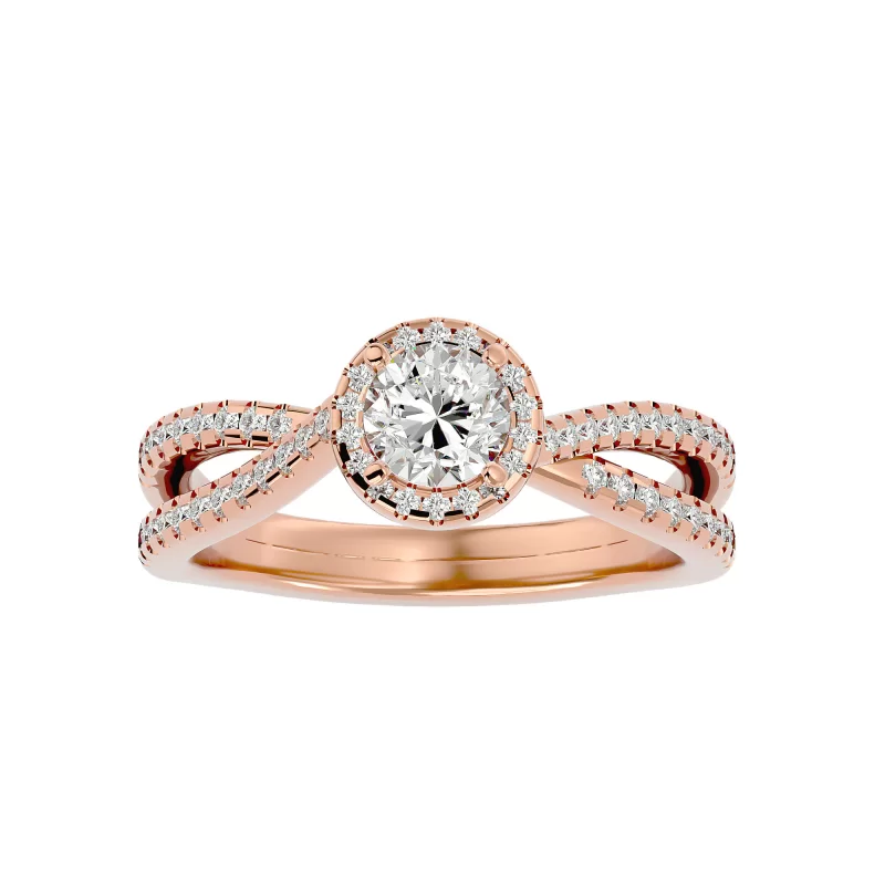 Inel de Logodna Fancy Halo Rose Aur 18k Real Diamonds - Mirabela