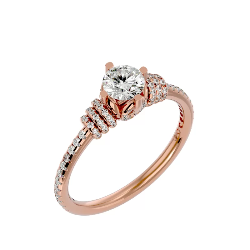 Inel de Logodna Fascinating Pave Roz Aur 18k Diamante Naturale - Priscilla