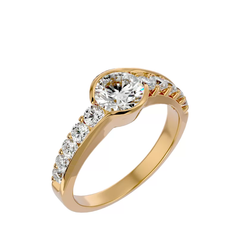 Inel de Logodna Stylish Pave Aur Galben 18k Real Diamonds - Bianca
