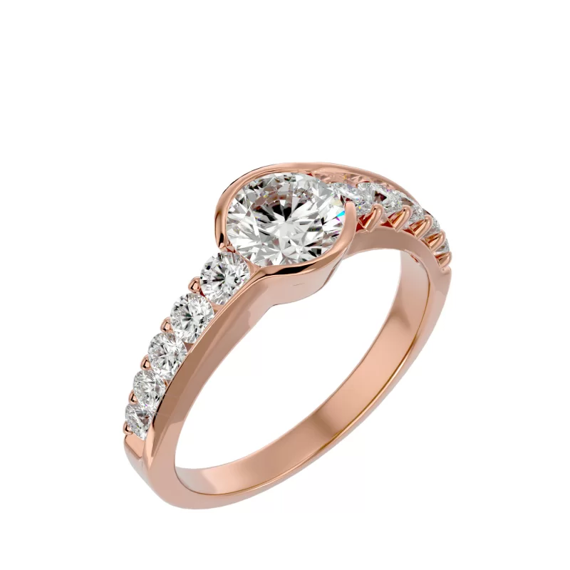 Inel de Logodna Sublime Pave Aur Roz 18k Genuine Diamonds - Bianca
