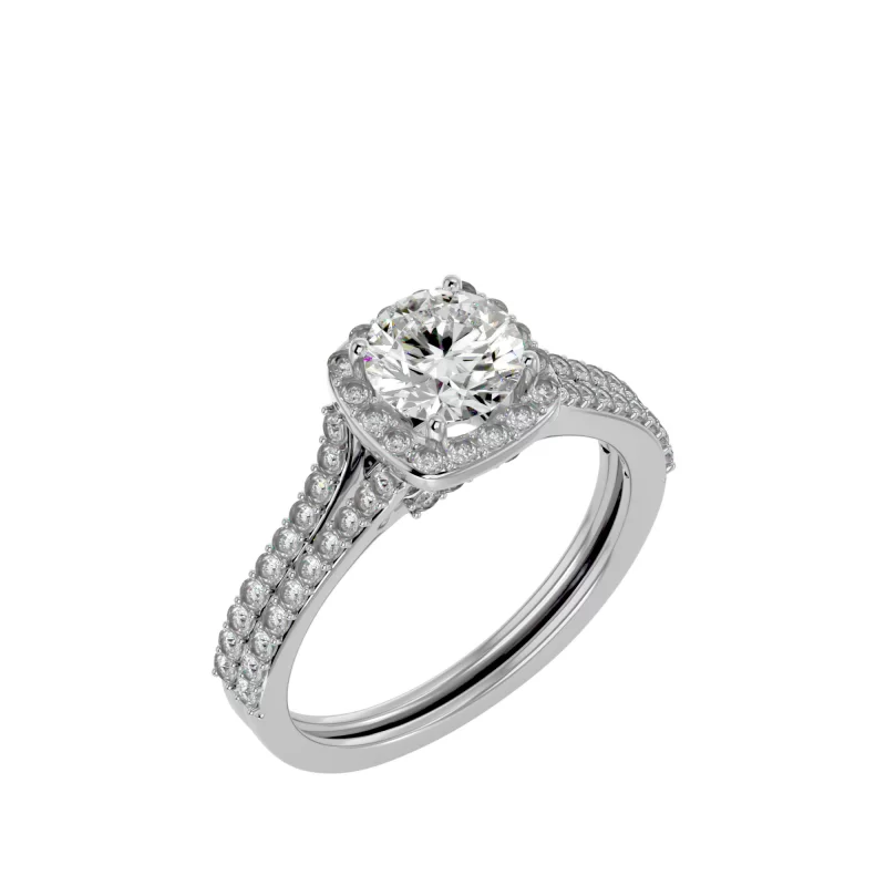 Inel de Logodna Fancy Halo Aur Alb 18k Diamante Naturale - Cindy