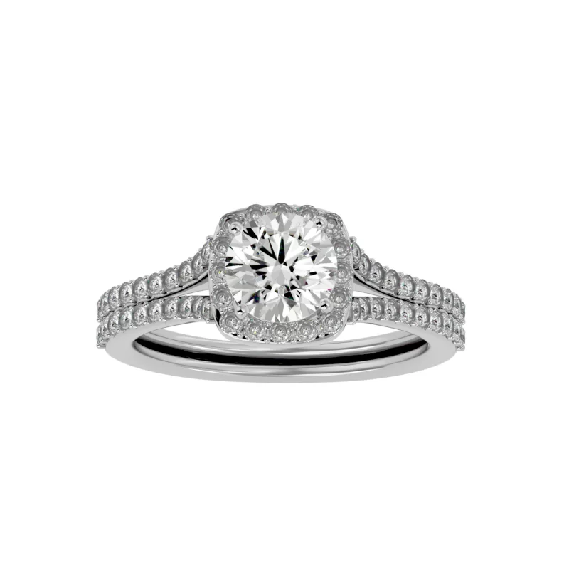 Inel de Logodna Fancy Halo Aur Alb 18k Diamante Naturale - Cindy