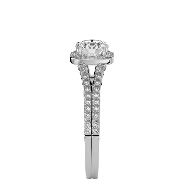 Inel de Logodna Fancy Halo Aur Alb 18k Diamante Naturale - Cindy