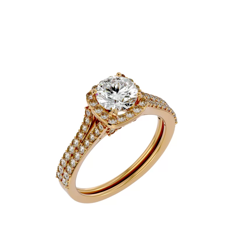 Inel de Logodna Captivating Halo Aur Galben 18k Genuine Diamonds - Cindy