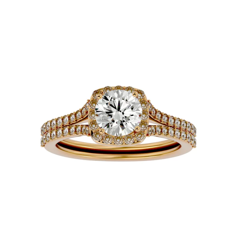 Inel de Logodna Captivating Halo Aur Galben 18k Genuine Diamonds - Cindy