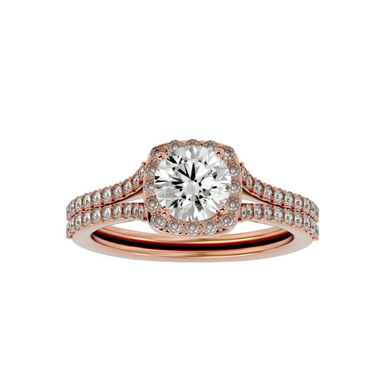 Inel de Logodna Stunning Halo Aur Roz 18k Genuine Diamonds - Cindy
