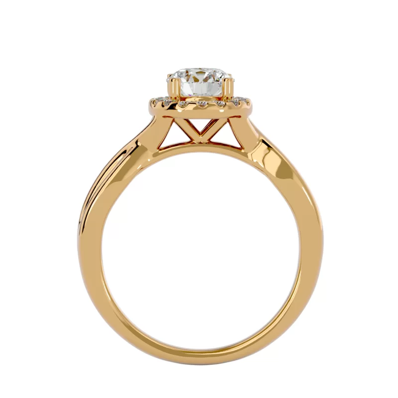 Inel de Logodna Delicate Halo Gold Aur 18k Genuine Diamonds - Olivia
