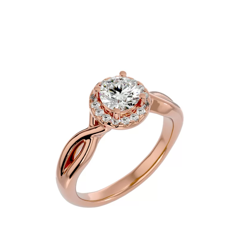 Inel de Logodna Noble Halo Rose Aur 18k Genuine Diamonds - Olivia