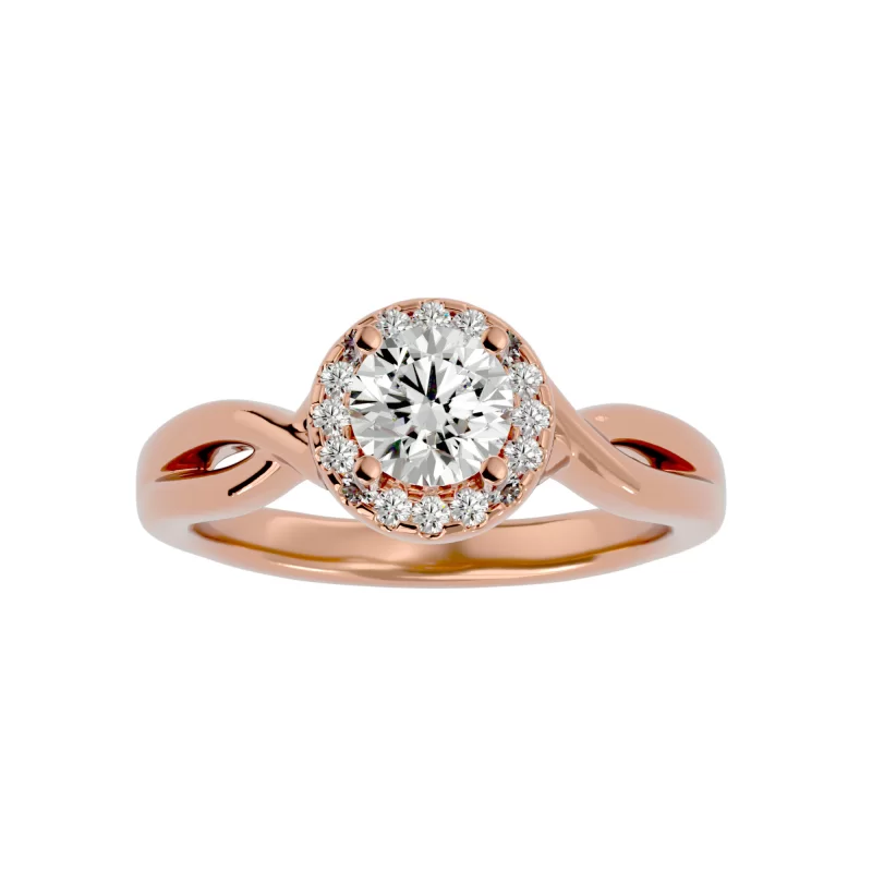 Inel de Logodna Noble Halo Rose Aur 18k Genuine Diamonds - Olivia