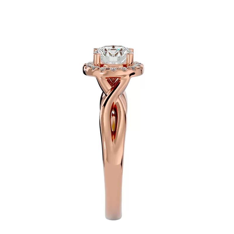 Inel de Logodna Noble Halo Rose Aur 18k Genuine Diamonds - Olivia