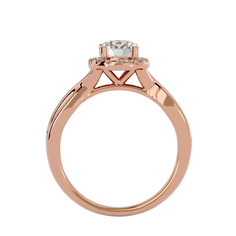 Inel de Logodna Noble Halo Rose Aur 18k Genuine Diamonds - Olivia