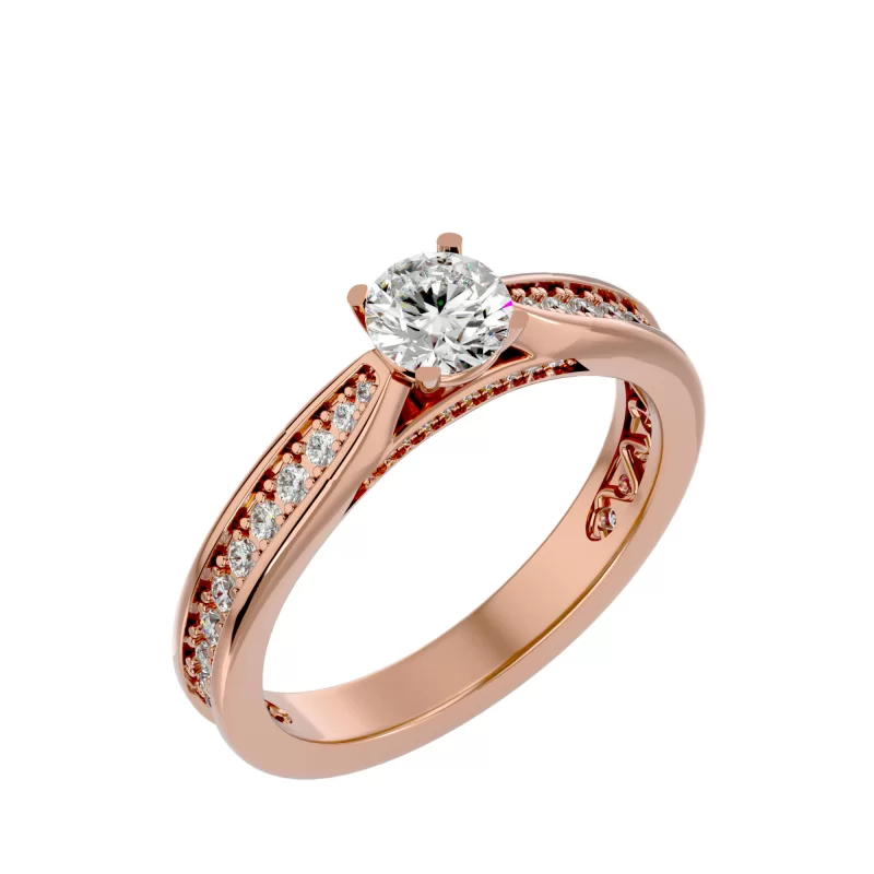 Inel de Logodna Pave Magnificent Rose Aur 18k Real Diamonds - Linda