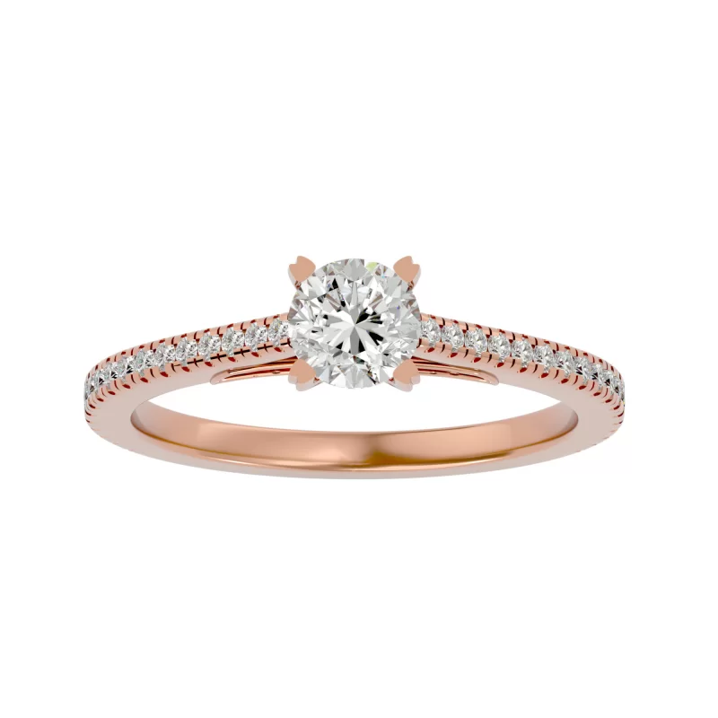 Inel de Logodna Pave Sublime Aur Roz 18k Diamante Naturale - Linda