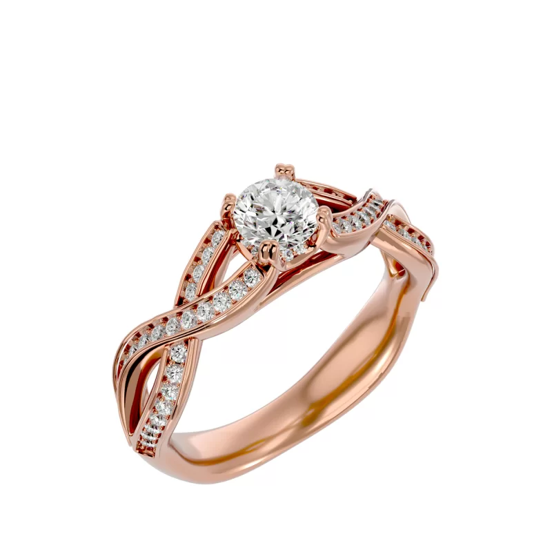 Inel de Logodna Art Deco Refined Rose Aur 18k Genuine Diamonds - Roxanne