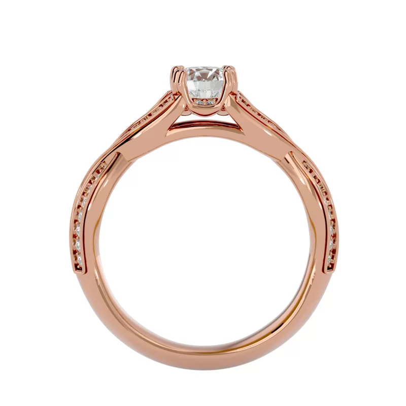 Inel de Logodna Art Deco Refined Rose Aur 18k Genuine Diamonds - Roxanne