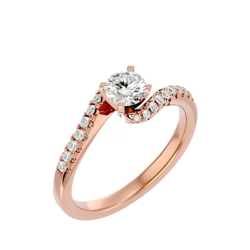 Inel de Logodna Noble Custom Rose Aur 18k Diamante Naturale - Eliza