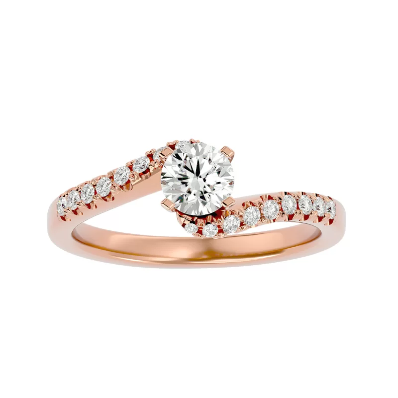 Inel de Logodna Noble Custom Rose Aur 18k Diamante Naturale - Eliza