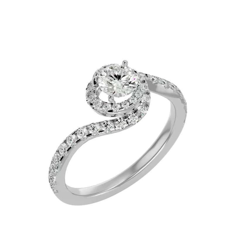Inel de Logodna Delicate Halo Custom Aur Alb 18k Pure Diamonds - Farrah
