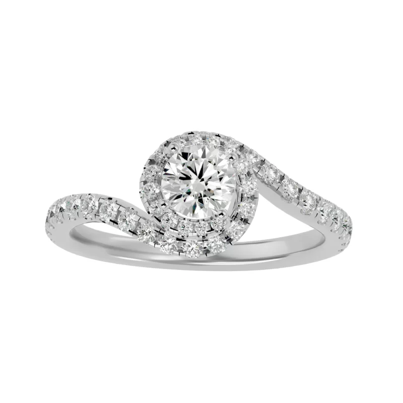 Inel de Logodna Delicate Halo Custom Aur Alb 18k Pure Diamonds - Farrah